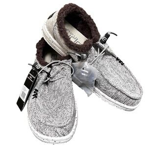Hey Dude Wendy Tribe 10 Women Sherpa Fur Canvas Comfort Slip On Shoe